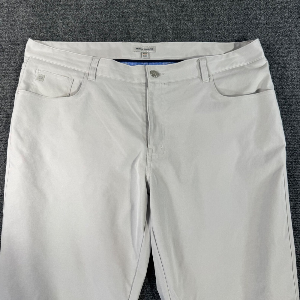 Peter Millar Crown Sport Mens 40/30 Performance 5-Pocket Pants Light Gray Stone